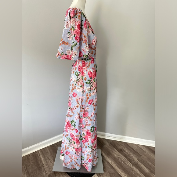 BYTIMO Summer Of Love Floral Long Wrap dress in Blue Dream XS $425 - Picture 8 of 9